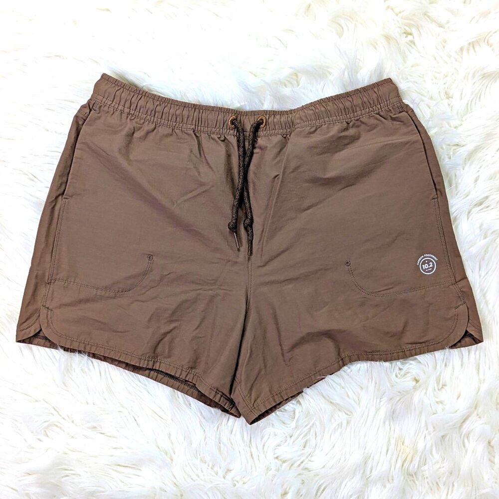 allbirds Men’s Brown Solid Athletic Shorts Drawstring Elastic Waist Flat Front M